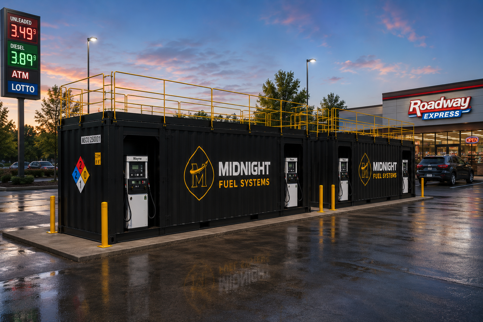 Concept render — gas station integration view A